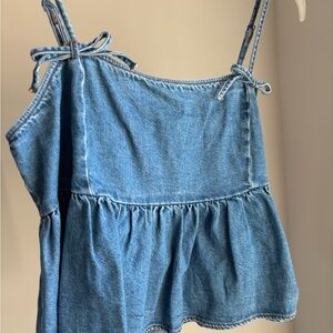 American Eagle Outfitters Blue Sleeveless Tie Front Camisole